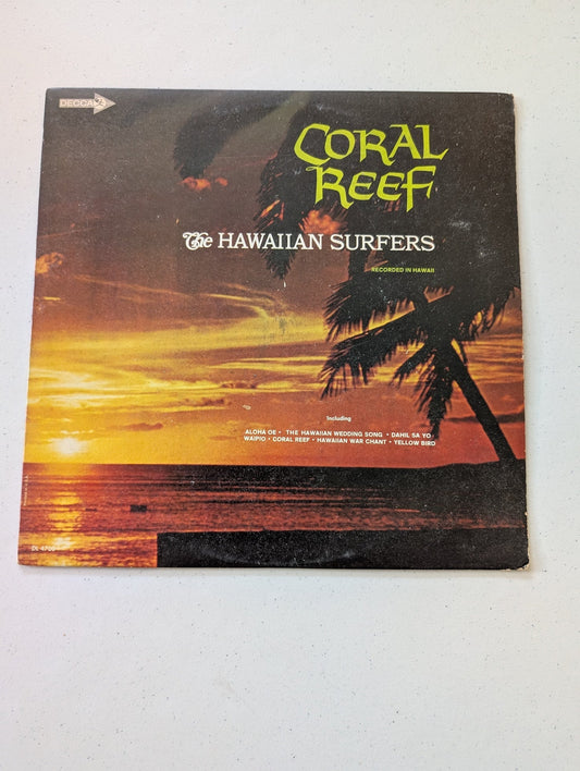 HAWAIIANA LP CLASSIC CORAL REEF THE HAWAIIAN SURFERS DECCA STEREO 1960S(VINTAGE VINYL RECORD LP ALBUM HAWAIIAN)