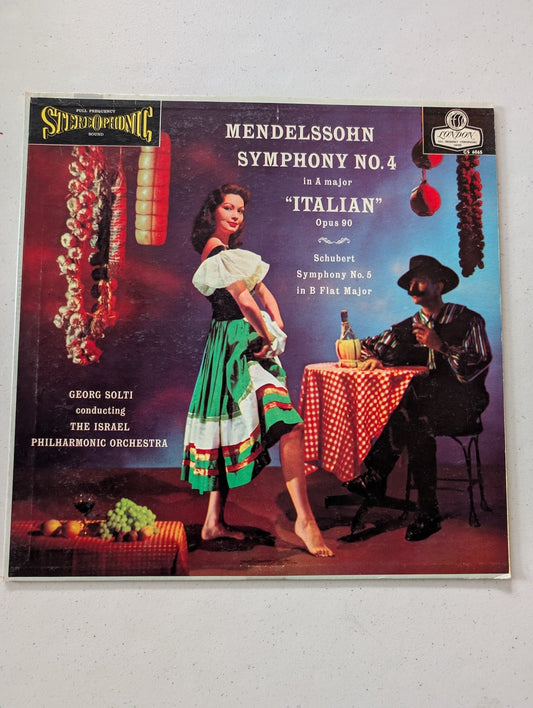SOLTI MENDELSSOHN SYMPHONY NO.4 SCHUBERT SYMPHONY NO.5 LONDON BLUEBACK CS 6065(VINTAGE VINYL RECORD LP ALBUM)