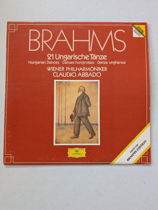 BRAHMS - WIENER PHILHARMONIKER, CLAUDIO ABBADO - 21 UNGARISCHE TÄNZE HUNGARIAN DANCES DANSES HONGROISES DANZE UNGHERESI(LP, CLUB)(VINTAGE VINYL RECORD LP ALBUM)