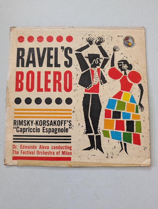 Ravel's Bolero; Rimsky-Korsakoff's Capriccio Espagnole LP Dr. Edmundo Aleva conducts the Festival Orchestra of Milan(Vintage Vinyl Record LP Album)