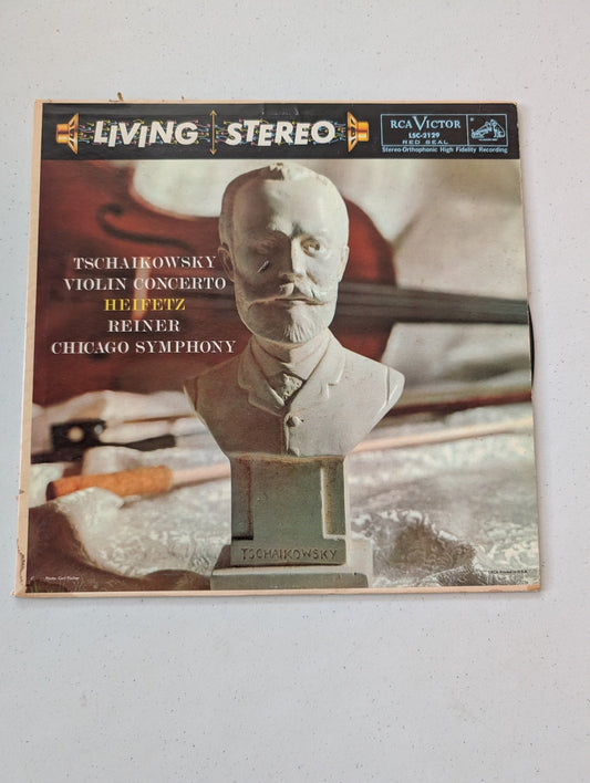 TCHAIKOVSKY VIOLIN CONCERTO HEIFETZ, REINER - 1958 1ST PRESS RCA STEREO LP - EX(VINTAGE VINYL RECORD LP ALBUM)
