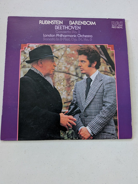 Beethoven Concerto No.2, Rubinstein , Barenboim, London Philharmonic Orchestra(Vintage Vinyl Record LP Album)