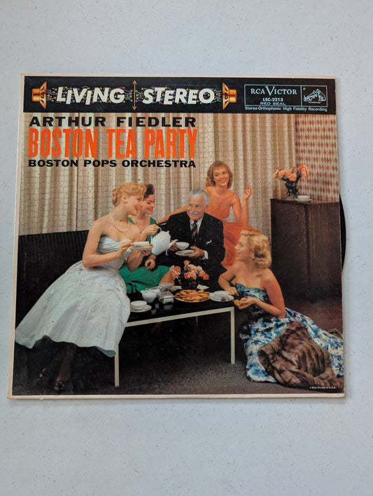 ARTHUR FIEDLER, BOSTON TEA PARTY, BOSTON POPS ORCHESTRA, VINYL, 1958, MUSIC(VINTAGE VINYL RECORD LP ALBUM)