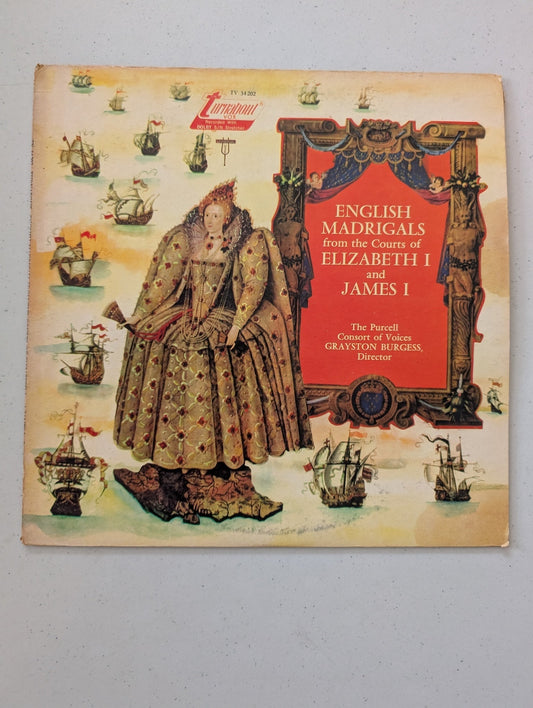GRAYSTON BURGESS - ENGLISH MADRIGALS FROM COURTS OF ELIZABETH I & JAMES I (LP)(VINTAGE VINYL RECORD LP ALBUM)