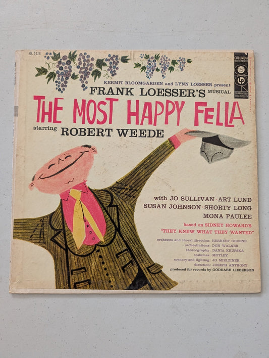 THE MOST HAPPY FELLA MUSICAL BY FRANK LOESSER(VINTAGE VINYL RECORD LP ALBUM)