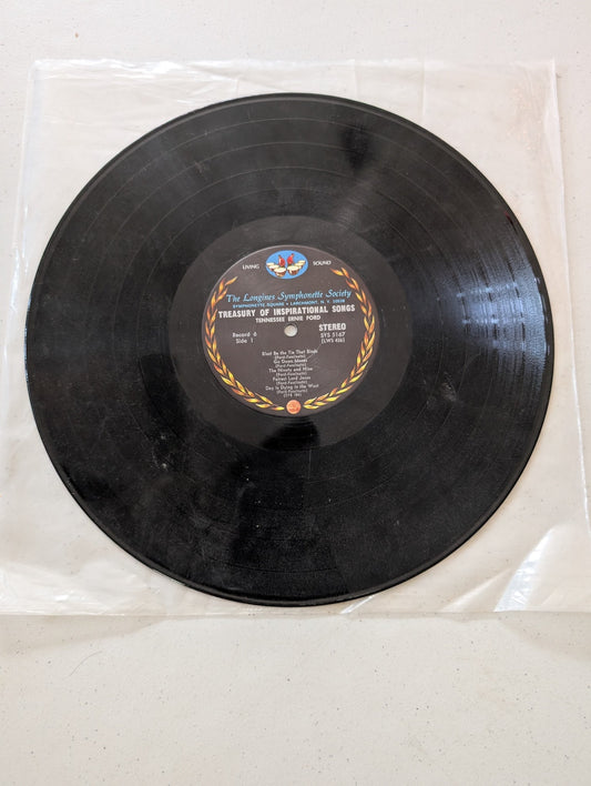 THE LONGINES SYMPHONETTE SOCIETY - TENNESSEE ERNIE FORD - A TREASURY OF INSPIRATIONAL SONGS(VINTAGE VINYL RECORD LP ALBUM)