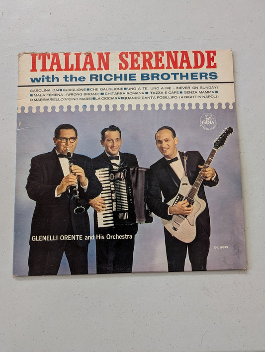 ITALIAN SERENADE BY THE RICHIE BROTHERS WITH GLENELLI ORENTE AND HIS ORCHESTRA(VINTAGE VINYL RECORD LP ALBUM)