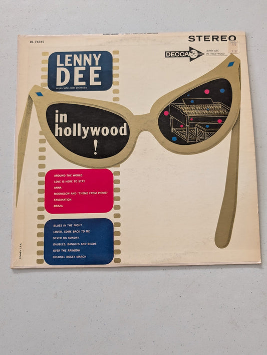 LENNY DEE IN HOLLYWOOD ORGAN SOLOS DECCA STEREO (VINYL RECORD, LP, 33, DL 74315)(VINTAGE VINYL RECORD LP ALBUM)