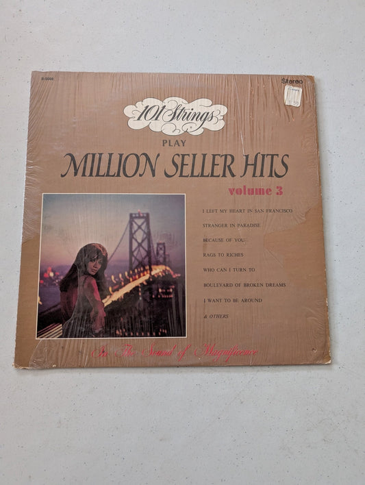 101 STRINGS PLAY MILLION SELLER HITS, VOL. 3 INSTRUMENTAL VERSIONS OF POPULAR SONGS  I LEFT MY HEART IN SAN FRANCISCO AND STRANGER IN PARADISE (VINTAGE VINYL RECORD LP ALBUM)