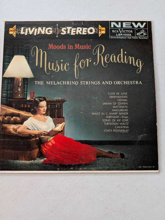 THE MELACHRINO STRINGS - MOODS IN MUSIC: MUSIC FOR READING (LP, ALBUM, RE, IND)(VINTAGE VINYL RECORD LP ALBUM)