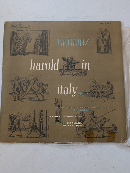 BERLIOZ / FREDERICK RIDDLE, PHILHARMONIC SYMPHONY ORCHESTRA OF LONDON - CONDUCTOR HERMANN SCHERCHEN – HAROLD IN ITALY, OP. 16(VINTAGE VINYL RECORD LP ALBUM)