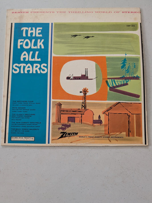 The Folk All Stars Vintage 1979 Vinyl Record LP Folk Album World Country Music(Vintage Vinyl Record LP Album)