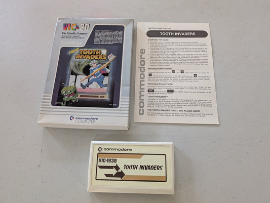 TOOTH INVADERS - COMMODORE VIC-20 - GAME CARTRIDGES MANUAL BOX - VINTAGE GAME