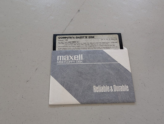 COMPUTE!'s GAZETTE DISK, Volume 6, Number 8, Issue 62 on 5.25 Floppy disk