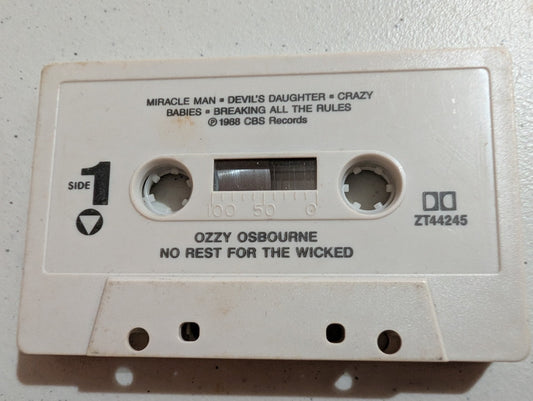 OZZY OSBOURNE NO REST FOR THE WICKED (CASSETTE ONLY, 1988 EPIC - ZT44245)