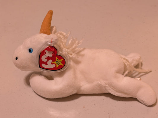 MYSTIC THE UNICORN - TY BEANIE BABY (WHITE, 1994, PLUSH TOY, STUFFED ANIMAL, MWMT, VINTAGE, RETIRED)