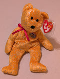 10TH ANNIVERSARY TOPAZ THE BEAR - TY BEANIE BABY (GOLD, 2003, PLUSH TOY, STUFFED ANIMAL, MWMT, VINTAGE, RETIRED)