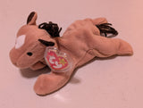DERBY THE HORSE - TY BEANIE BABY (BROWN, 1995, PLUSH TOY, STUFFED ANIMAL, MWMT, VINTAGE, RETIRED)