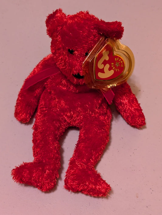 SIZZLE THE BEAR - TY BEANIE BABY (RED, 2000, PLUSH TOY, STUFFED ANIMAL, MWMT, VINTAGE, RETIRED)