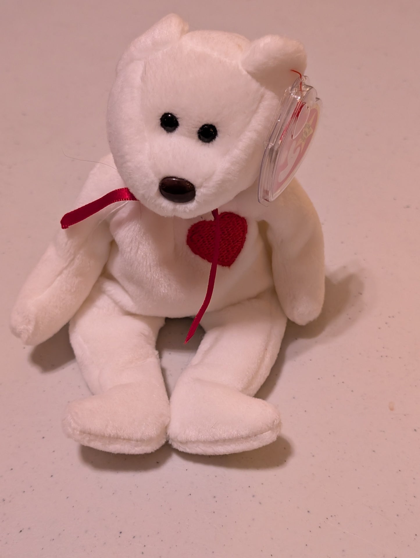 VALENTINO THE BEAR - TY BEANIE BABY (WHITE, 1994, PLUSH, TOY, STUFFED ANIMAL, MWMT, VINTAGE, RETIRED)