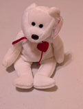 VALENTINO THE BEAR - TY BEANIE BABY (WHITE, 1994, PLUSH, TOY, STUFFED ANIMAL, MWMT, VINTAGE, RETIRED)