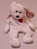 VALENTINO THE BEAR - TY BEANIE BABY (WHITE, 1994, PLUSH TOY, STUFFED, ANIMAL, MWMT, VINTAGE, RETIRED)