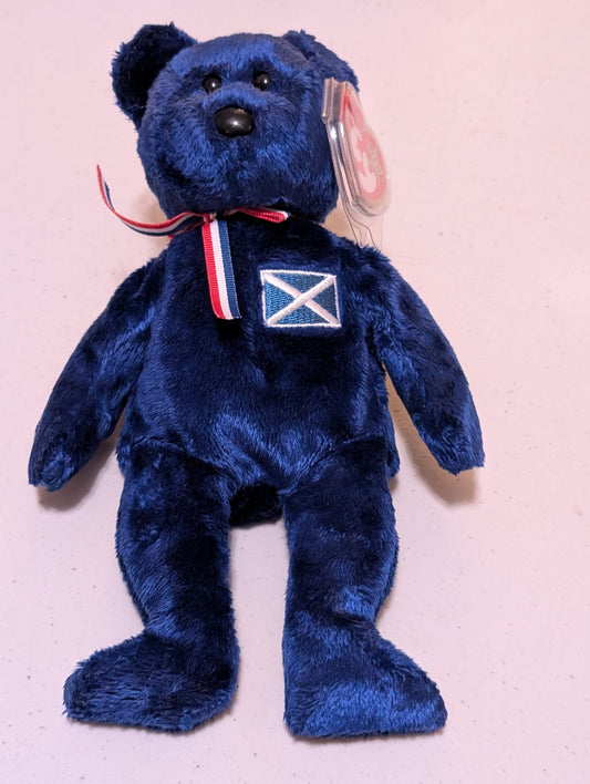 Wallace the Bear - Ty Beanie Baby (Blue, 2001, Plush Toy, Stuffed Animal, MWMT, Vintage, Retired)