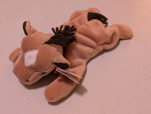 DERBY THE HORSE - TY BEANIE BABY (BROWN, 1995, PLUSH, TOY STUFFED ANIMAL, MWMT, VINTAGE, RETIRED)