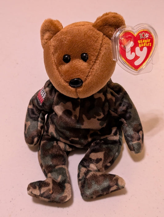 Patriot the Bear - Ty Beanie Baby (Camouflage, 2002, Plush Toy, Stuffed Animal, MWMT, Vintage, Retired)