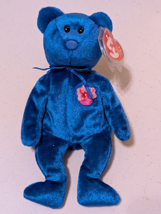 Azure the Bear - Ty Beanie Baby (Blue, 2000, Plush Toy, Stuffed Animal, MWMT, Vintage, Retired)