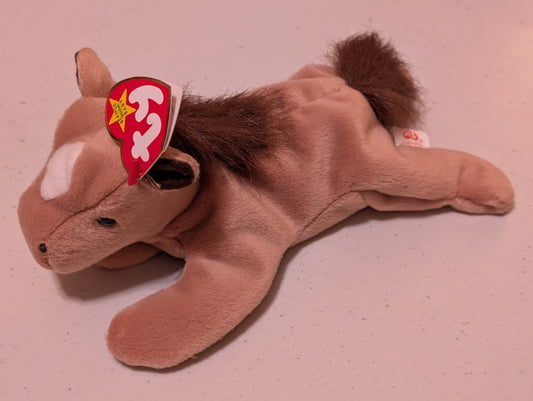 Derby the Horse - Ty Beanie Baby (Brown, 1995, Plush Toy, Stuffed, Animal, MWMT, Vintage, Retired)