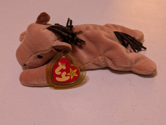 DERBY THE HORSE - TY BEANIE BABY (BROWN, 1995, PLUSH, TOY, STUFFED, ANIMAL, MWMT, VINTAGE, RETIRED)