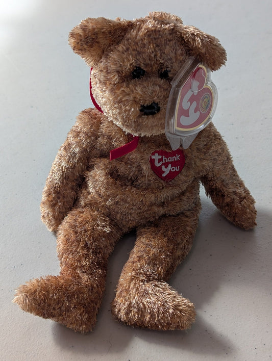Tender the Bear - Ty Beanie Baby (Brown, 2003, Plushie, Toy, Stuffed Animal, MWMT, Vintage, Retired)