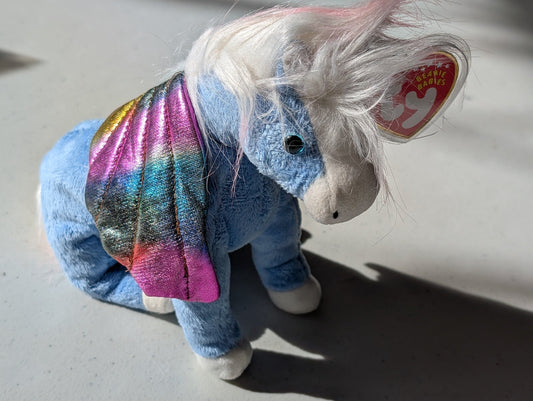 STAR THE PEGASUS - TY BEANIE BABY (BLUE, 1999, PLUSHIE, TOY, STUFFED ANIMAL, MWMT, VINTAGE, RETIRED)