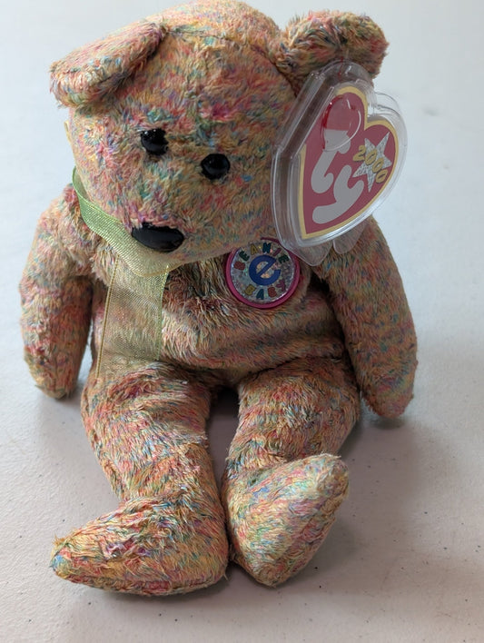 TY-RIFIC THE BEAR - TY BEANIE BABY (MULTI-COLOR, 2001, PLUSHIE, TOY, STUFFED ANIMAL, MWMT, VINTAGE, RETIRED)