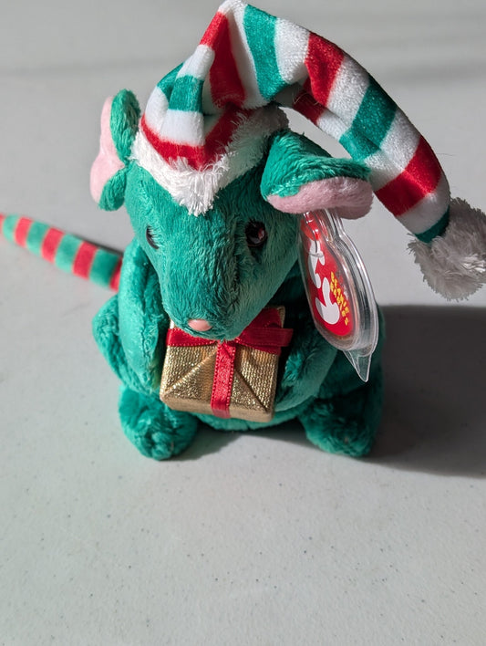 JINGLE THE MOUSE - TY BEANIE BABY (GREEN, 2006, PLUSHIE, TOY, STUFFED ANIMAL, MWMT, VINTAGE, RETIRED)
