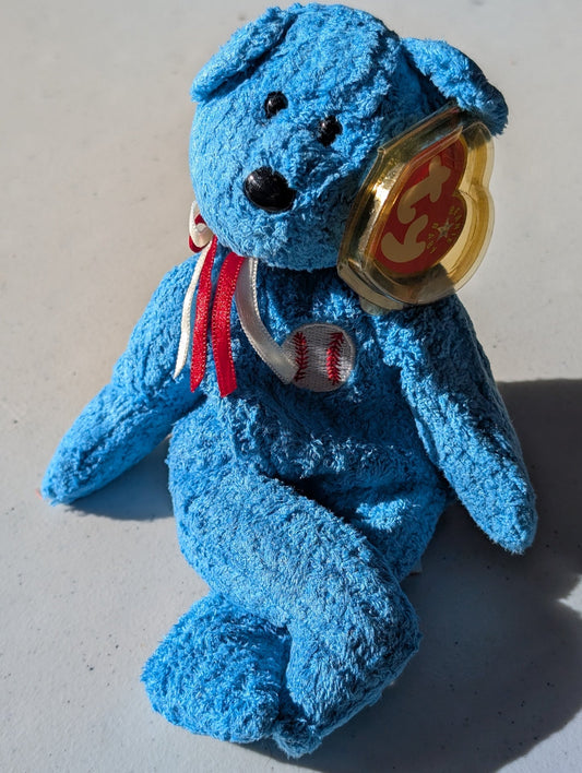 ADDISON THE BEAR - TY BEANIE BABY (BLUE, 2002, PLUSHIE, TOY, STUFFED ANIMAL, MWMT, VINTAGE, RETIRED)
