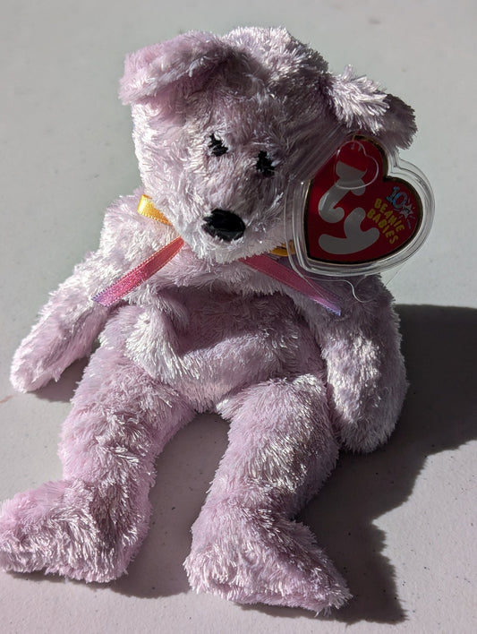 10th Anniversary Bear (Pink) the Bear - Ty Beanie Baby (Pink, 2003, Plushie, Toy, Stuffed Animal, MWMT, Vintage, Retired)