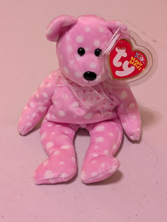 SWEETIE THE BEAR - TY BEANIE BABY (PINK, WHITE, 2001, PLUSHIE, TOY, STUFFED ANIMAL, MWMT, VINTAGE, RETIRED)