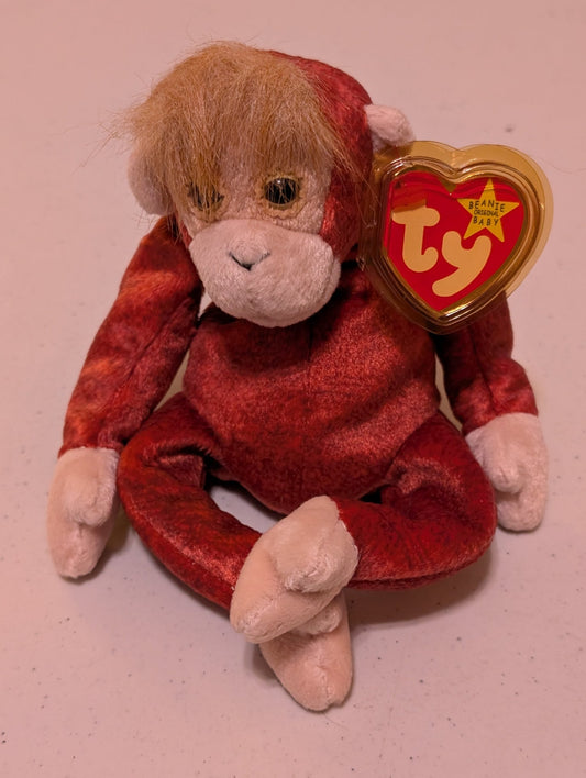 SCHWEETHEART THE ORANGUTAN - TY BEANIE BABY (RED, 1999, PLUSHIE, TOY, STUFFED ANIMAL, MWMT, VINTAGE, RETIRED)