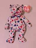 STAR THE BEAR - TY BEANIE BABY (WHITE, RED, BLUE, 2003, MWMT, PLUSH, TOY, STUFFED ANIMAL, VINTAGE, RETIRED)