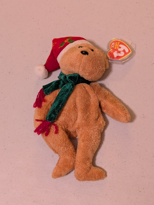 1997 Holiday Teddy the Bear - Ty Beanie Baby (Brown, Red, Green, 1997, MWMT, Plush, Toy, Stuffed Animal, Vintage, Retired)