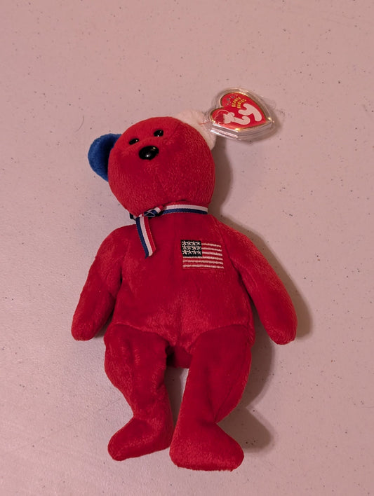 SAMMY THE BEAR - TY BEANIE BABY (RED, 1998, MWMT, PLUSH, TOY, STUFFED ANIMAL, VINTAGE, RETIRED)