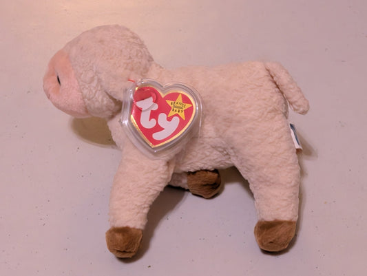 LOVIE THE LAMB - TY BEANIE BABY (CREAM, 1999, VINTAGE, MWMT, PLUSH, TOY, STUFFED ANIMAL, RETIRED)