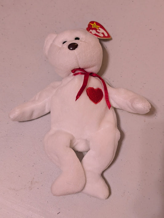 Valentina the Bear - Ty Beanie Baby (White, 1998, Vintage, MWMT, Plush, Toy, Stuffed Animal, Retired)