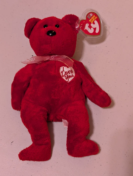 SECRET THE BEAR - TY BEANIE BABY (RED, 2000, VINTAGE, MWMT, PLUSH, TOY, STUFFED ANIMAL, RETIRED)