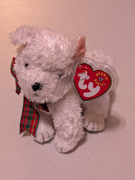 YODEL THE DOG - TY BEANIE BABY (WHITE, 2000, VINTAGE, MWMT, PLUSH, TOY, STUFFED ANIMAL, RETIRED)