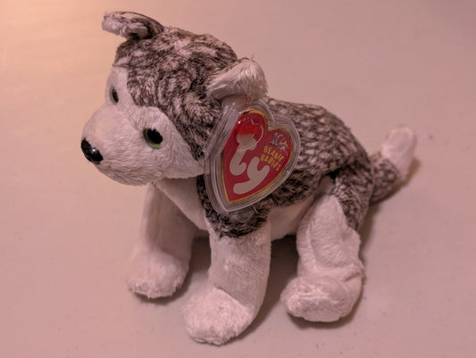 Blizzard the Husky - Ty Beanie Baby (White, Gray, 2003, Vintage, MWMT, Plush Toy, Stuffed Animal, Retired)