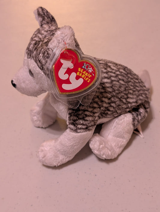 Blizzard the Husky - Ty Beanie Baby (White, Gray, 2003, Vintage, MWMT, Plush, Toy, Stuffed, Animal, Retired)