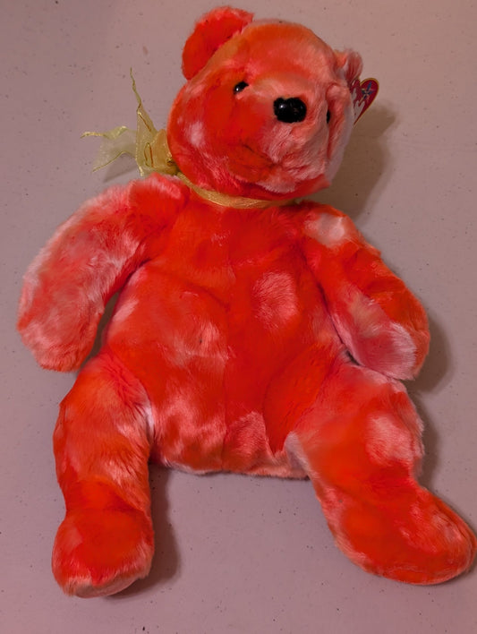 TANGERINE THE BEAR TY BEANIE BUDDY - SOFT 13 PLUSH (MWMT, VINTAGE, RETIRED, WITH TAG, VTG, STUFFED ANIMAL, PLUSH, TOY)
